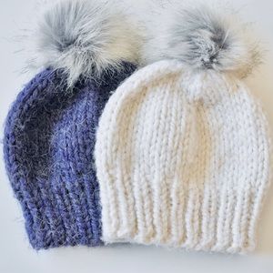 Handmade knit baby hats